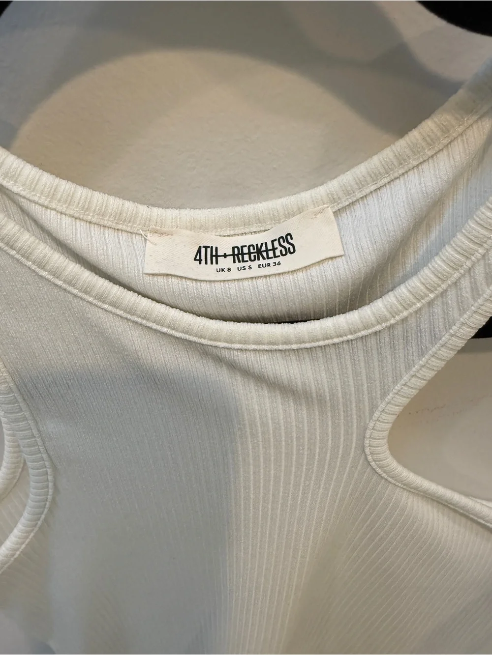 White Asymmetric Neck Ribbed Body Suit